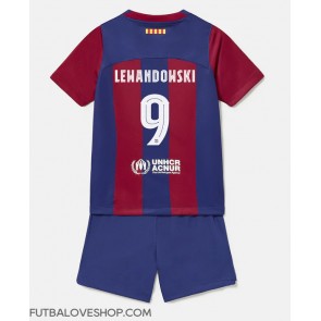 Dres Barcelona Robert Lewandowski #9 Domáci pre deti 2023-24 Krátky Rukáv (+ trenírky)